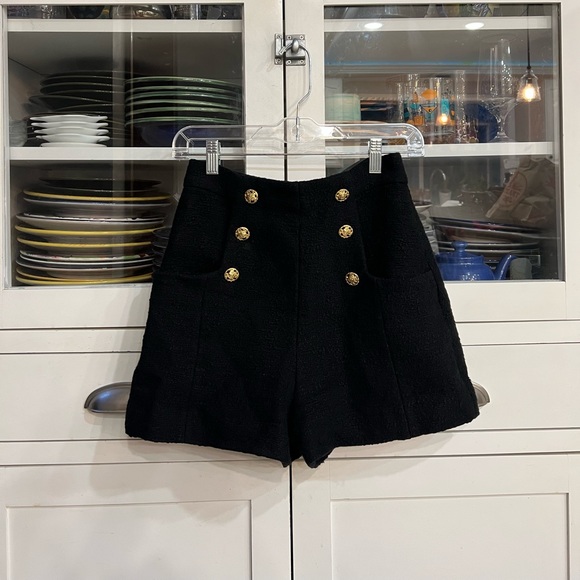 Zara Pants - NWOT Zara Women’s High Waisted Gold Embossed Button Shorts